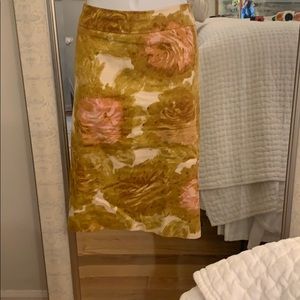 Pink and gold floral skirt